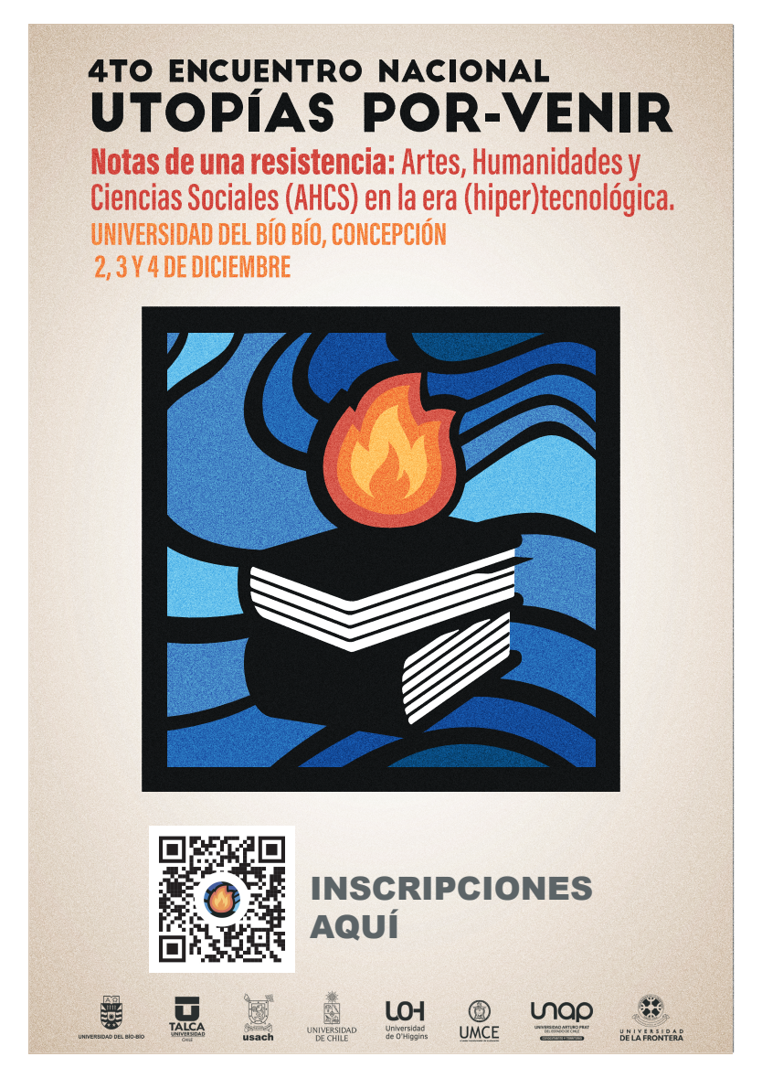 Afiche del Cuarto Encuentro Nacional Utopías Por-Venir, del 2 al 4 de diciembre de 2026 en Concepción.